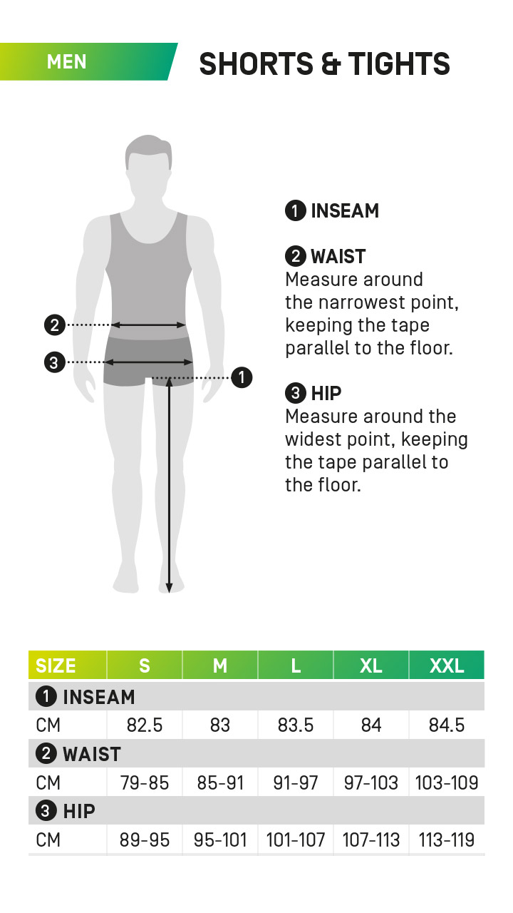 Mens running shorts size guide online
